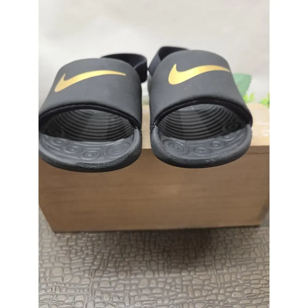 Nike Toddlers Boys Black/Metallic Gold 8c Kawa Slides